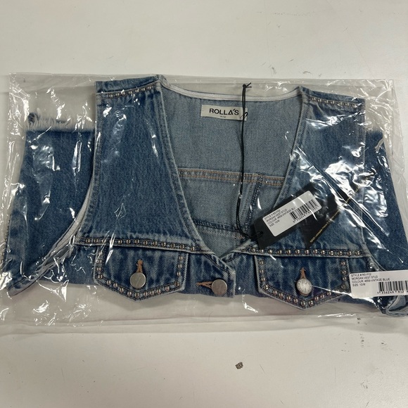 NEW ROLLA'SAC/DC morgan studded vest in canyon blue NWT M